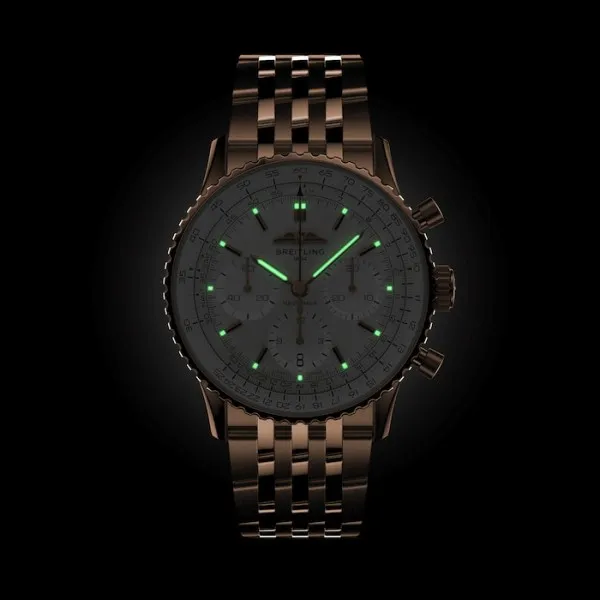 Breitling Navitimer Men Automatic Silver 18ct Rose Gold Watch RB0139211G1R1