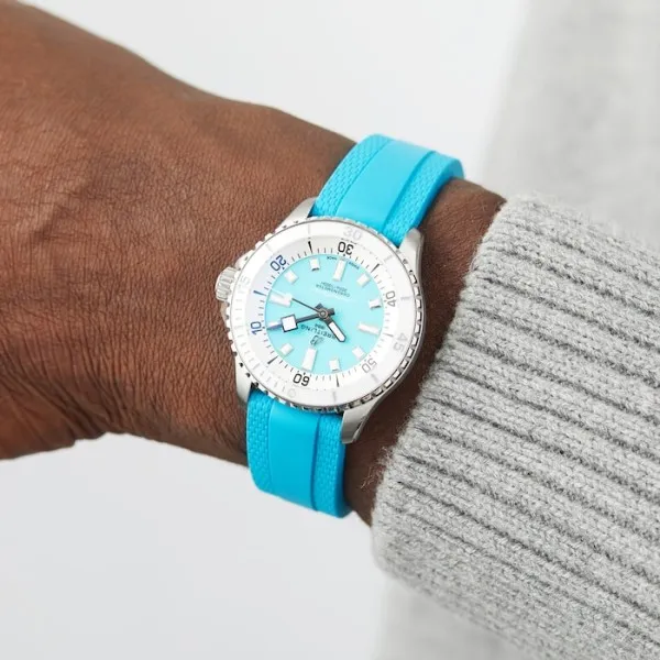 Breitling Superocean Unisex Automatic Turquoise Rubber Watch A17377211C1S1