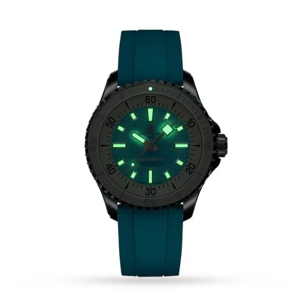 Breitling Superocean Unisex Automatic Turquoise Rubber Watch A17377211C1S1