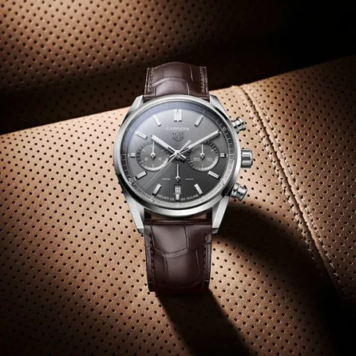 TAG Heuer Carrera Men Automatic Grey Alligator Watch CBN2012.FC6483