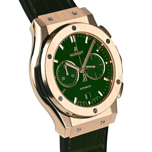 Hublot Classic Fusion Men Automatic Green Alligator Watch 521.OX.8980.LR