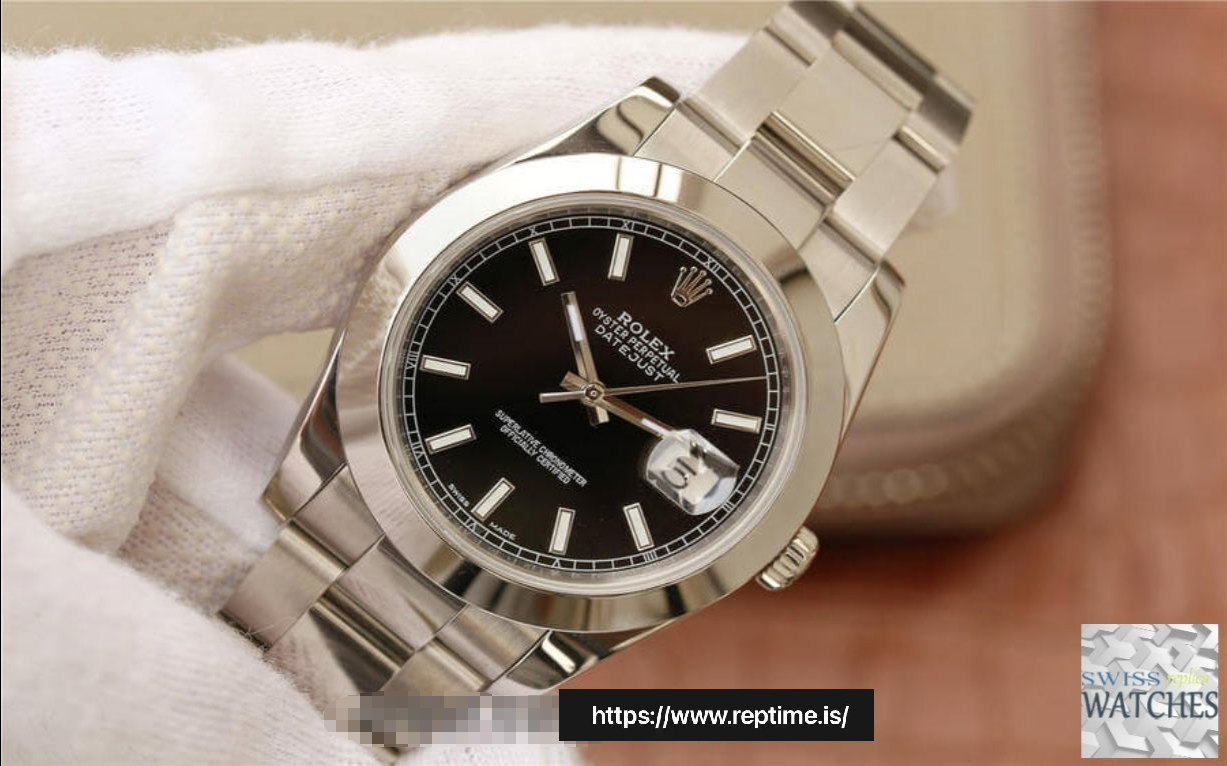 ROLEX DATEJUST BLACK DIAL STAINLESS STEEL 41MM SWISS REPLICA m126300.0011