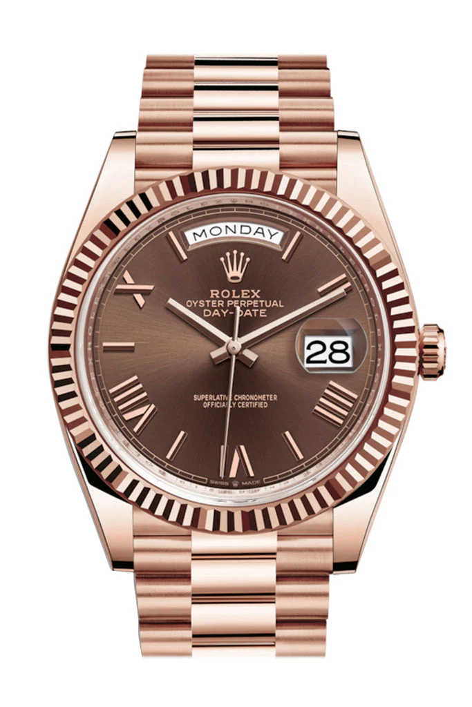 ROLEX DAY DATE BROWN DIAL 18K ROSE GOLD 40MM SWISS REPLICA 228235.9