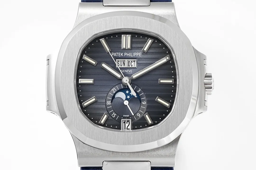 Patek Philippe Blue Nautilus Rubber Strap Watch