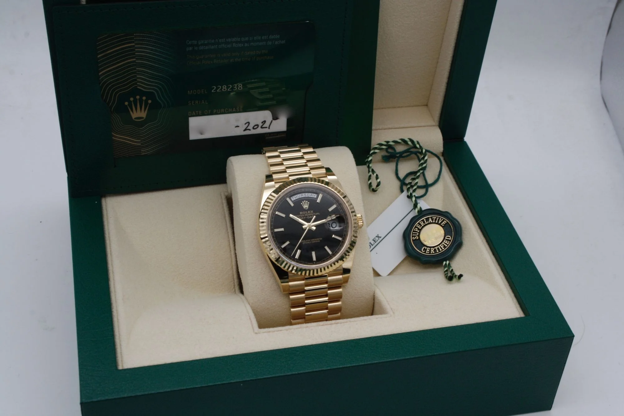 Superclone Rolex Day-Date 40 mm Black Dial 228238
