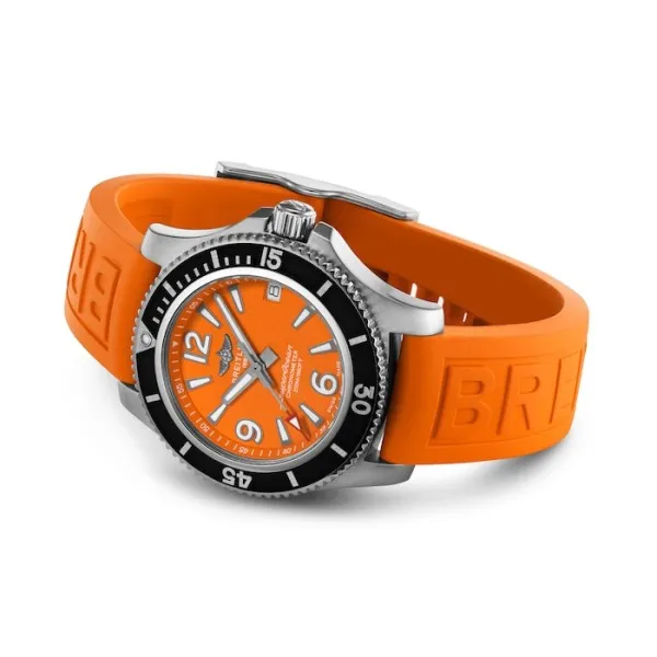 Breitling Superocean Women Automatic Orange Rubber Watch A17316D71O1S1