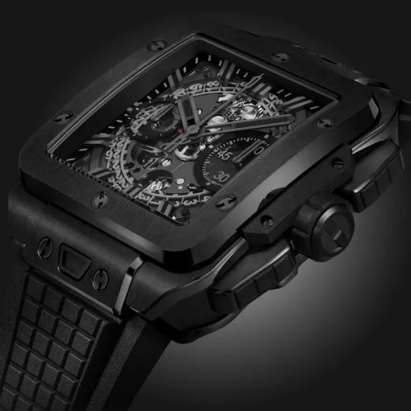 Hublot Square Bang Men Automatic Skeleton Rubber Watch 821.CX.0140.RX