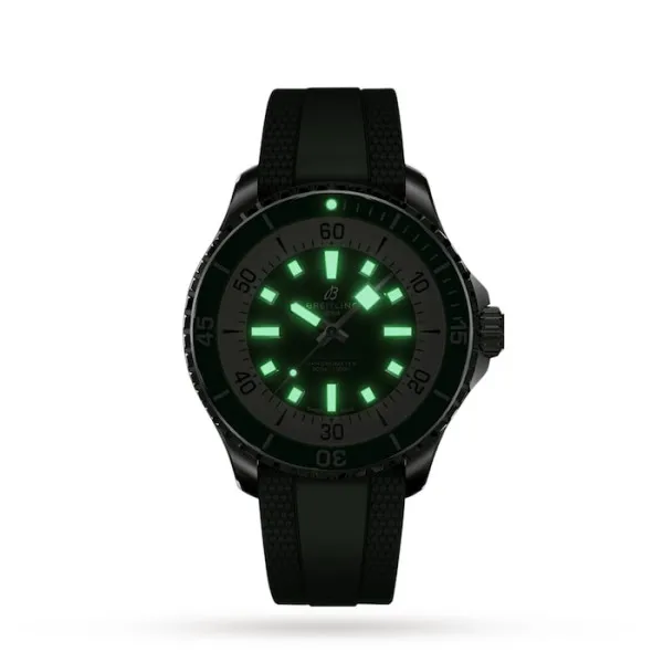 Breitling Superocean Men Automatic Green Rubber Watch A17376A31L1S1