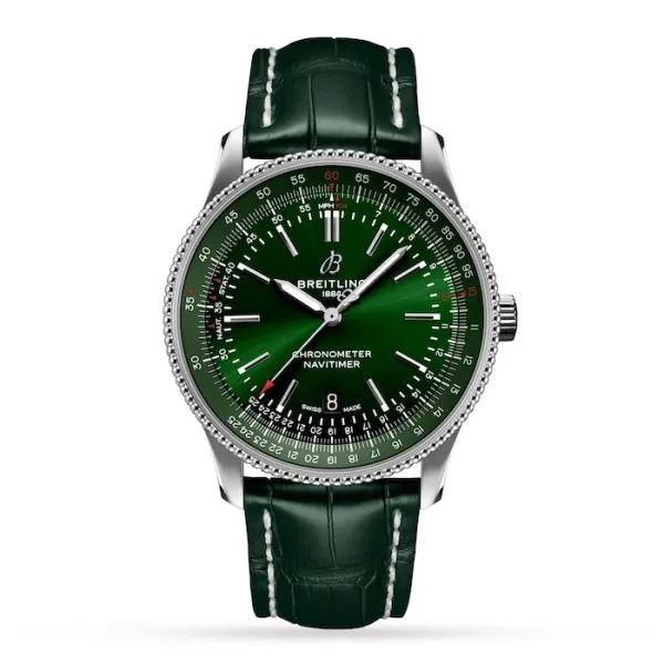 Breitling Navitimer Men Automatic Green Alligator Watch A17326361L1P2