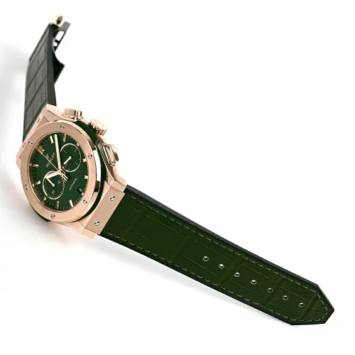 Hublot Classic Fusion Men Automatic Green Alligator Watch 521.OX.8980.LR