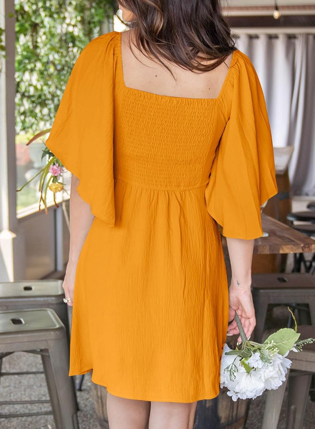 Dokotoo Women’s 2025 Summer & Fall Deep V-Neck Mini Dress with Elegant Bow Tie, Available in Sizes S–XL