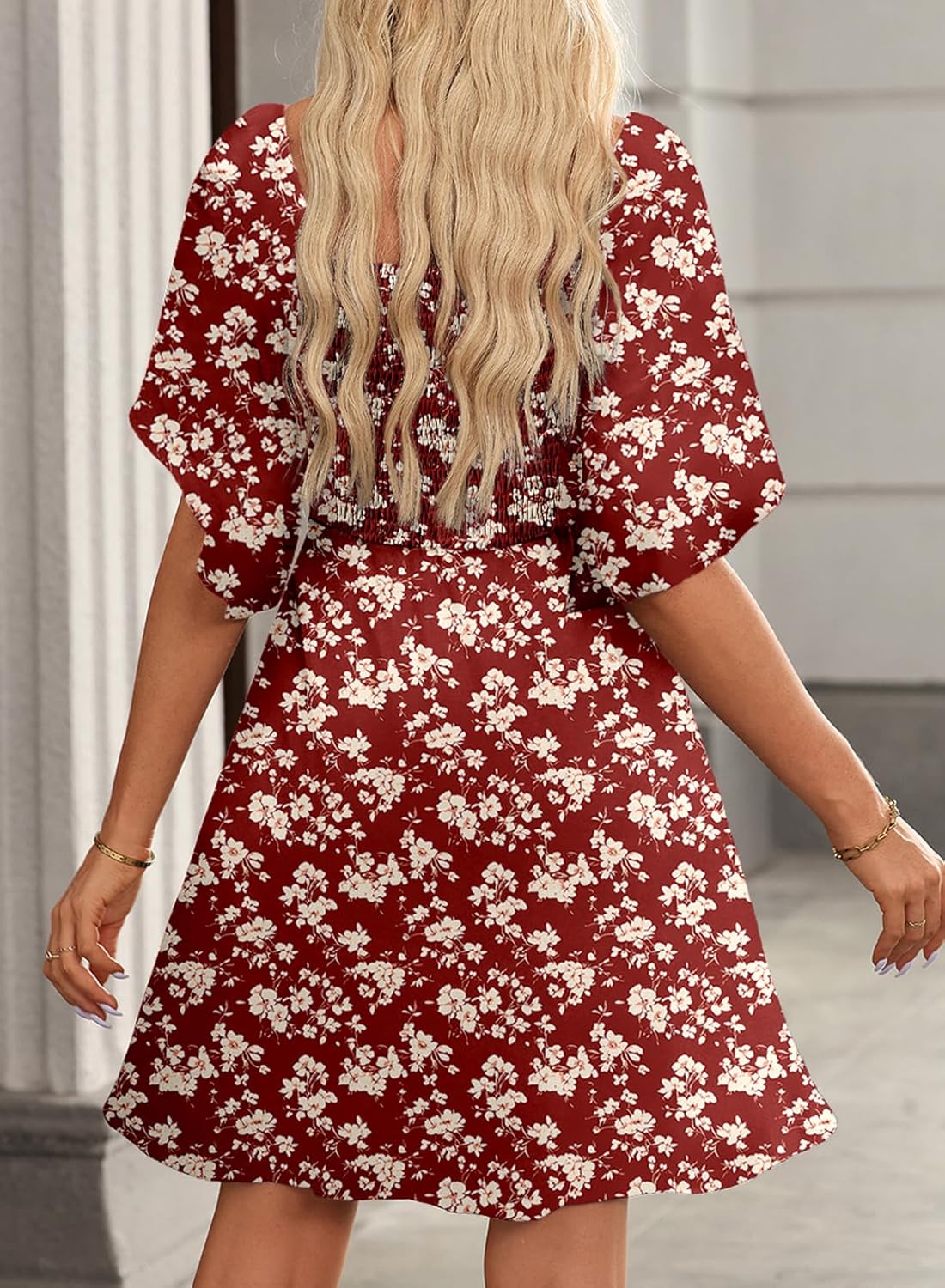 Dokotoo Women’s 2025 Summer & Fall Deep V-Neck Mini Dress with Elegant Bow Tie, Available in Sizes S–XL