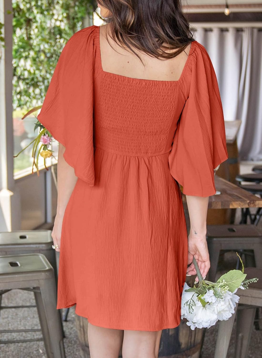 Dokotoo Women’s 2025 Summer & Fall Deep V-Neck Mini Dress with Elegant Bow Tie, Available in Sizes S–XL