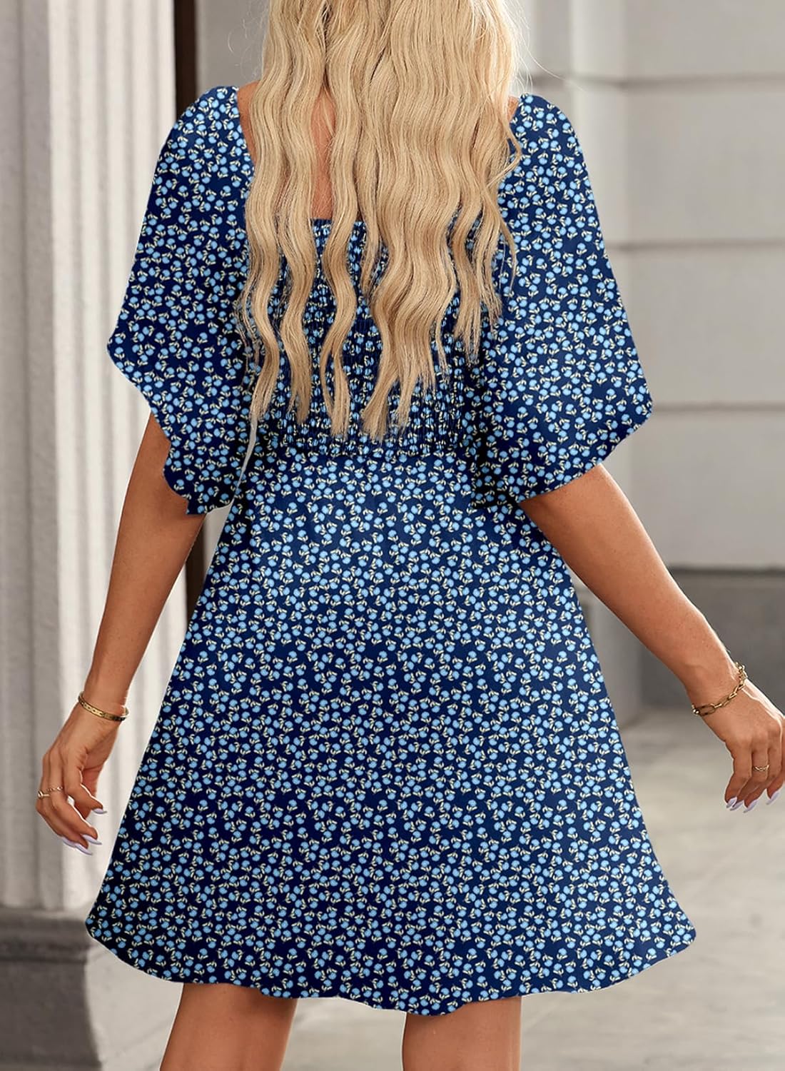 Dokotoo Women’s 2025 Summer & Fall Deep V-Neck Mini Dress with Elegant Bow Tie, Available in Sizes S–XL