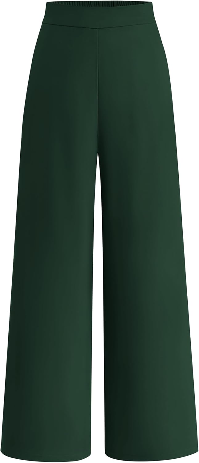 BTFBM Women's High-Rise Wide Leg Trousers 2025 Fall Collection Business Casual Office Dress Pants Loose Fit Palazzo Style with Pockets