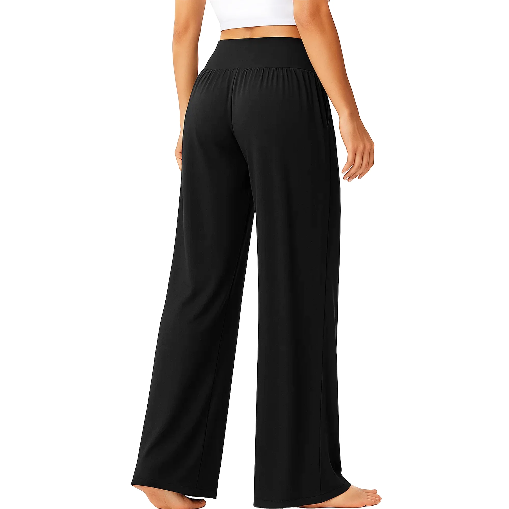 WQD Women’s Wide-Leg Yoga Pants – High-Waist Comfy Lounge Sweatpants with Pockets, Casual Flowy Pajama Pants