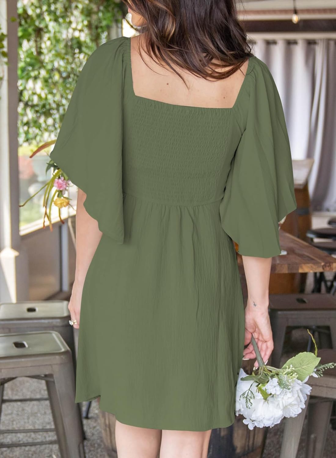 Dokotoo Women’s 2025 Summer & Fall Deep V-Neck Mini Dress with Elegant Bow Tie, Available in Sizes S–XL