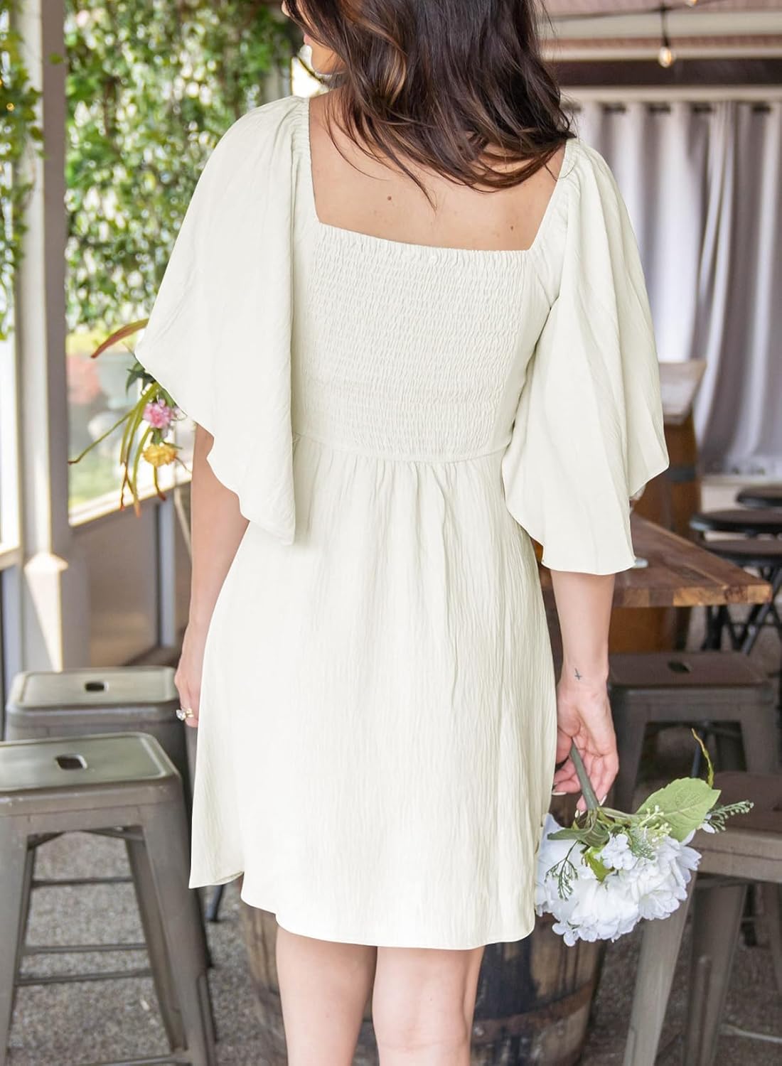 Dokotoo Women’s 2025 Summer & Fall Deep V-Neck Mini Dress with Elegant Bow Tie, Available in Sizes S–XL