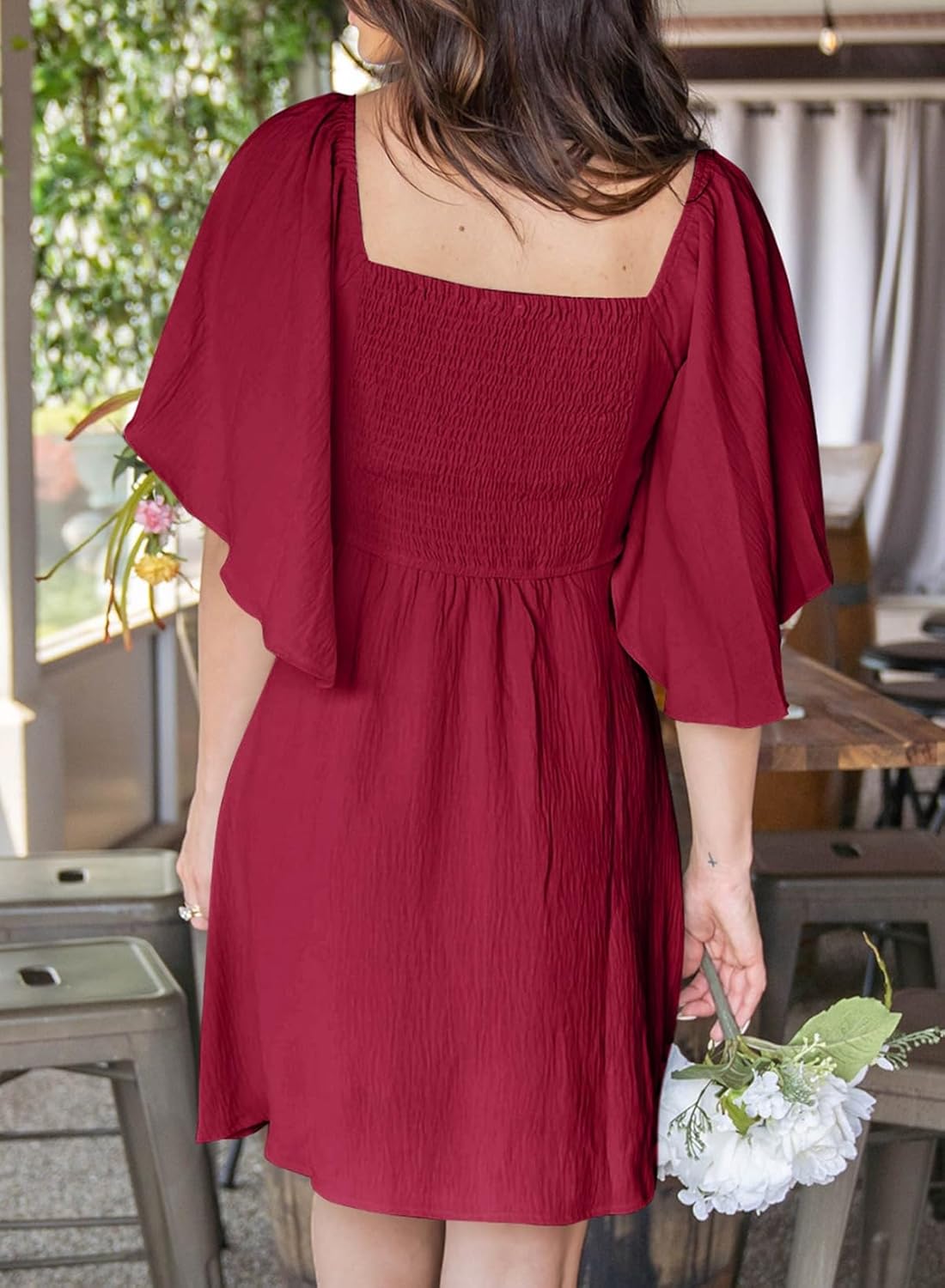 Dokotoo Women’s 2025 Summer & Fall Deep V-Neck Mini Dress with Elegant Bow Tie, Available in Sizes S–XL