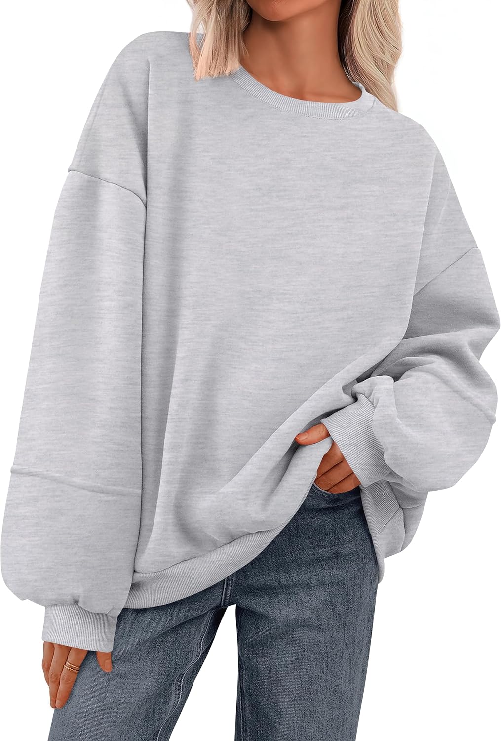 PRETTYGARDEN Women’s Oversized Crewneck Sweatshirt Fall Long-Sleeve Fleece Loose-Fit Casual Pullover Top Fashionable Everyday Wear