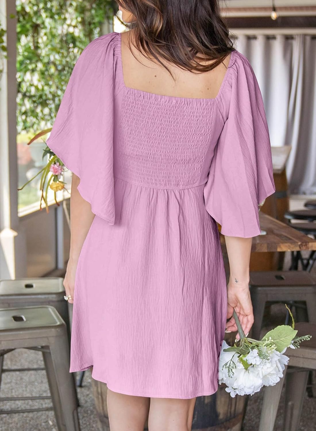 Dokotoo Women’s 2025 Summer & Fall Deep V-Neck Mini Dress with Elegant Bow Tie, Available in Sizes S–XL