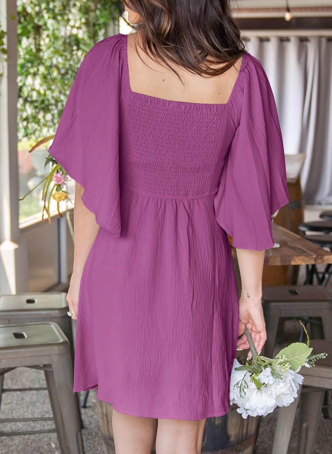 Dokotoo Women’s 2025 Summer & Fall Deep V-Neck Mini Dress with Elegant Bow Tie, Available in Sizes S–XL