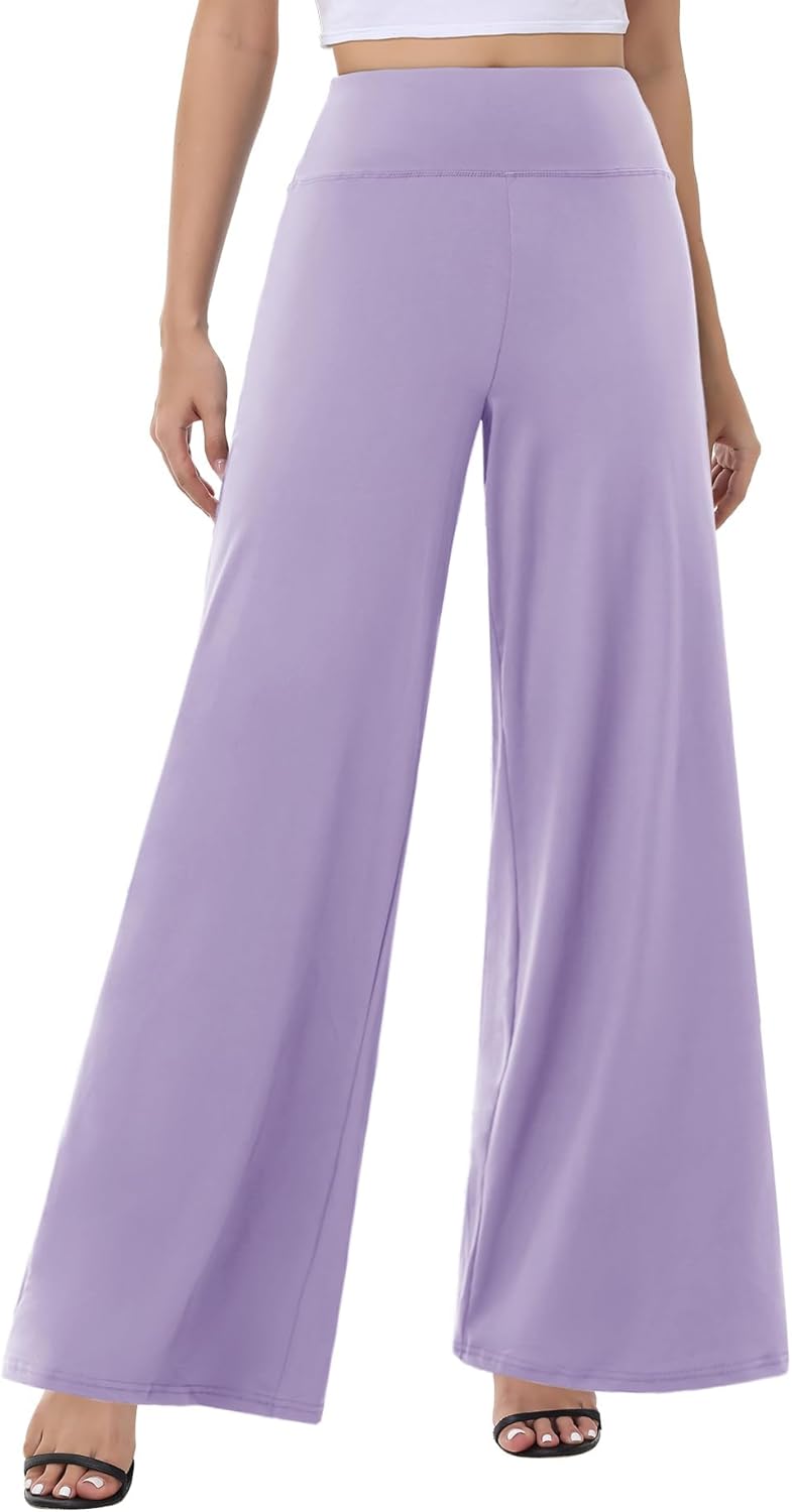 Women’s High-Waisted Wide-Leg Palazzo Pants Casual Beach Lounge Loose-Fit Stretch Trousers