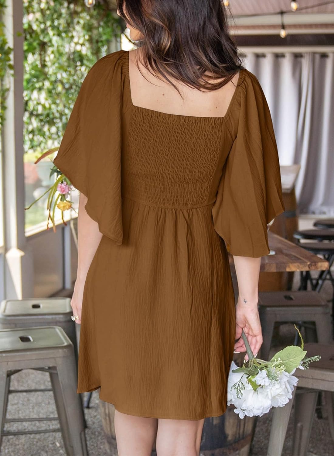 Dokotoo Women’s 2025 Summer & Fall Deep V-Neck Mini Dress with Elegant Bow Tie, Available in Sizes S–XL