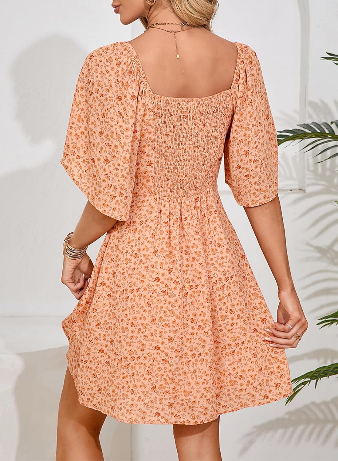 Dokotoo Women’s 2025 Summer & Fall Deep V-Neck Mini Dress with Elegant Bow Tie, Available in Sizes S–XL