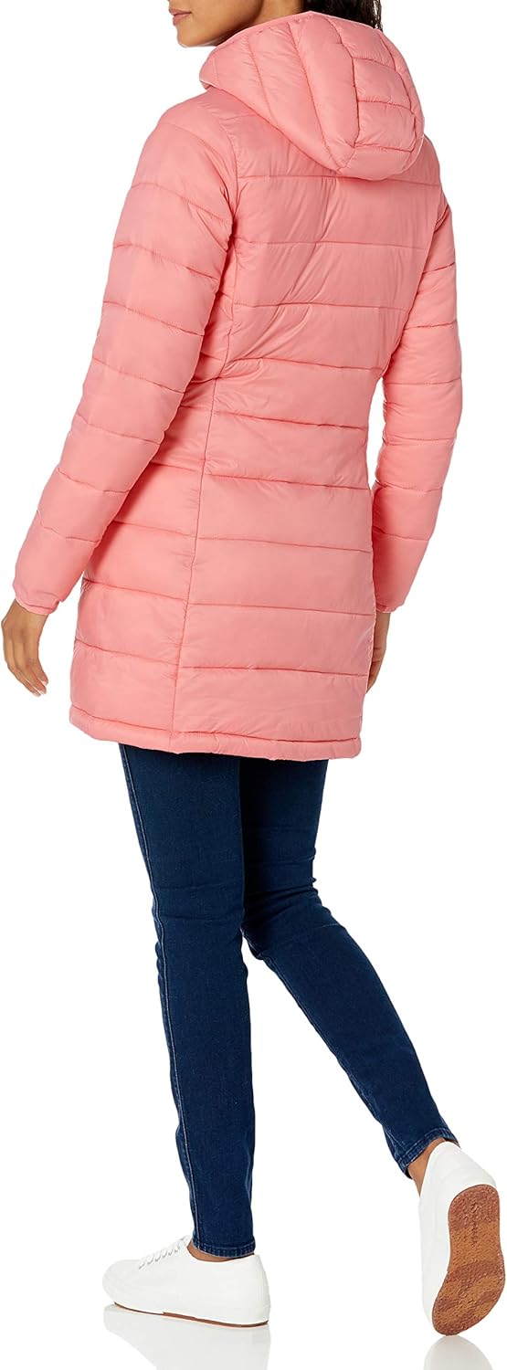Essentials Women’s Lightweight Packable Hooded Puffer Coat – Water-Resistant, Plus Sizes Available
