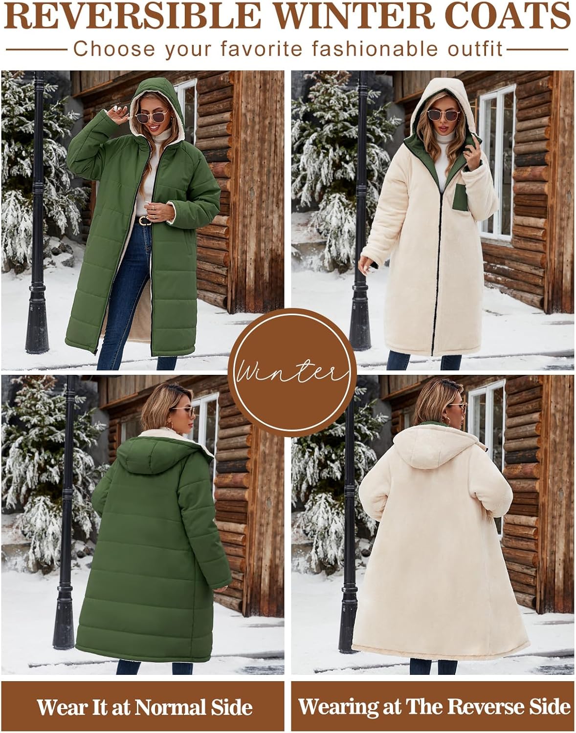 Yusongirl Women's Long Winter Puffer Coat Sherpa Fleece Lined Hooded Down Jacket Oversized Warm Parka
