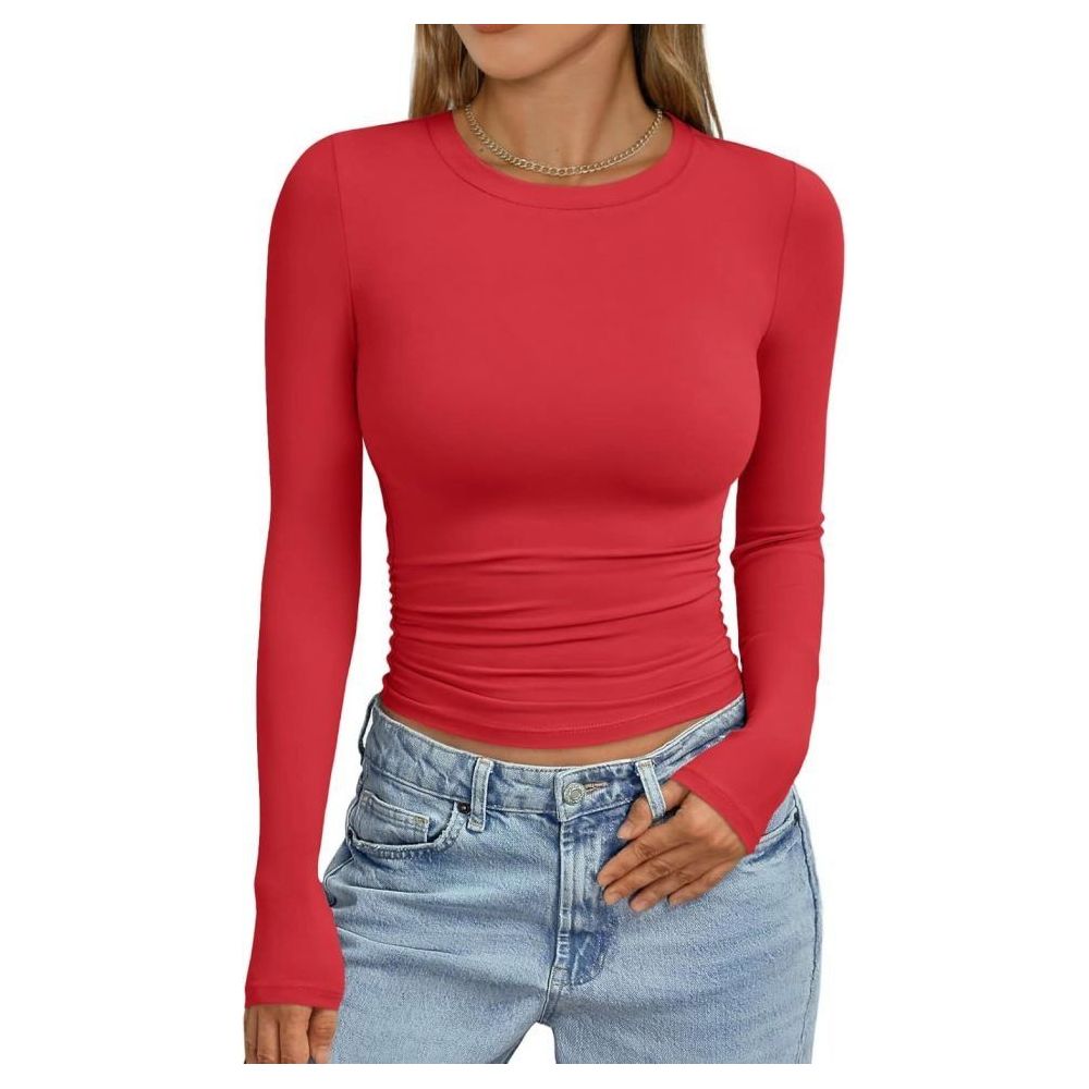 Trendy Queen Women’s Long-Sleeve Crop Tops Shirts Fall 2025 Basic Winter Fashion Going-Out Wear