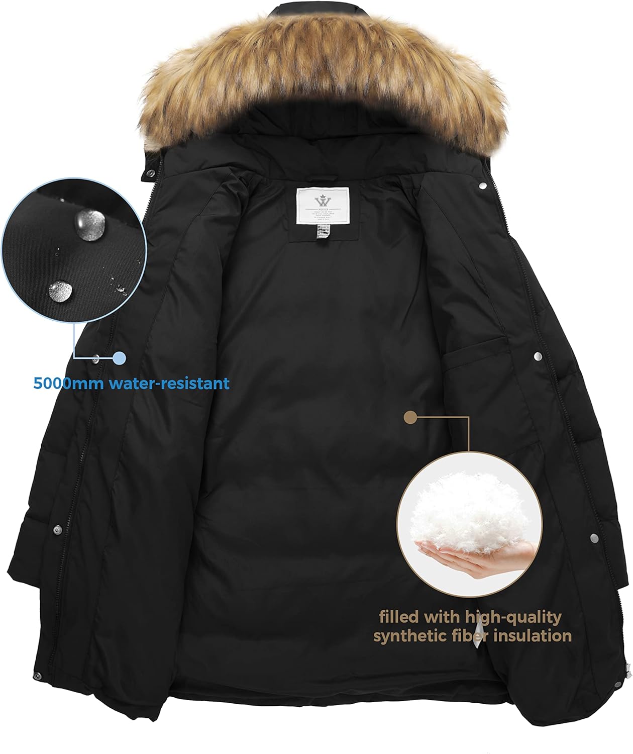 WenVen Women's Thicker Winter Puffer Coat Warm Jacket with Removable Faux Fur Hood