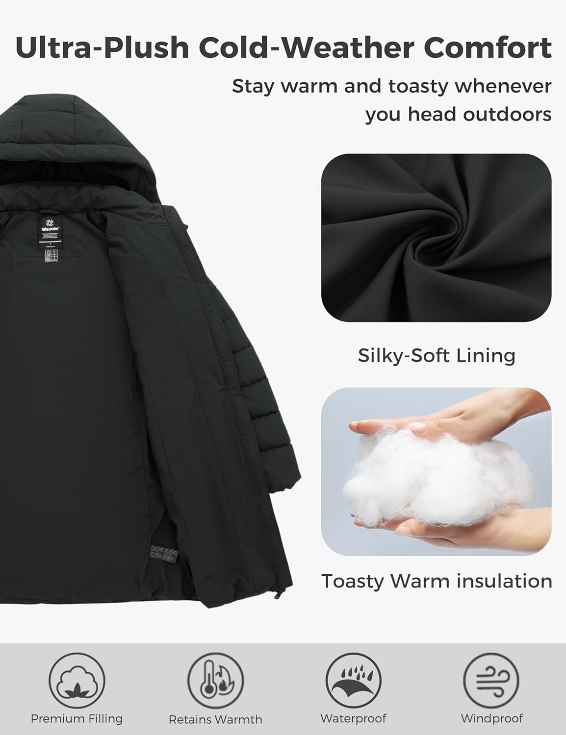 wantdo Women's Long Quilted Puffer Jacket Warm Padded Winter Coat – Plus Sizes Available