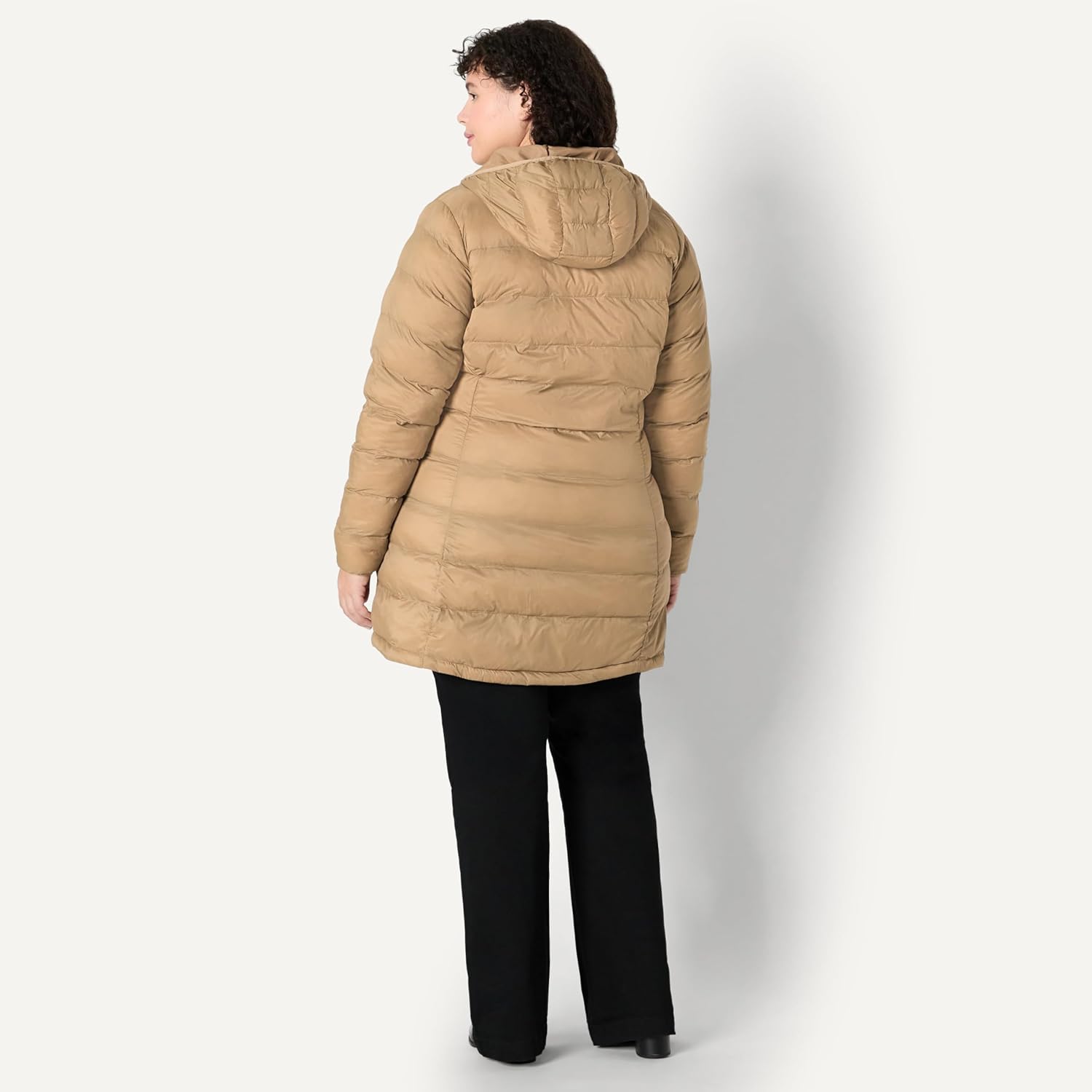Essentials Women’s Lightweight Packable Hooded Puffer Coat – Water-Resistant, Plus Sizes Available