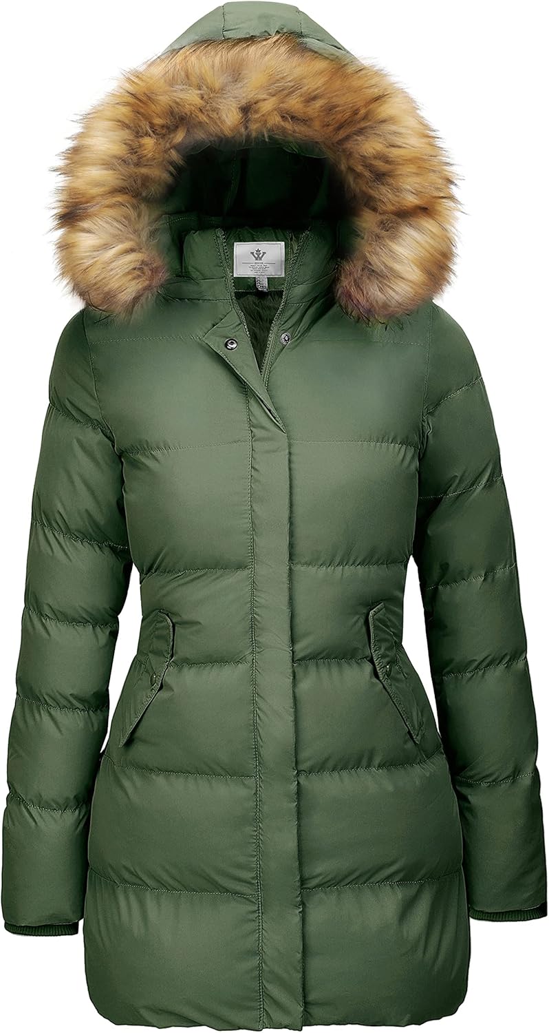 WenVen Women's Thicker Winter Puffer Coat Warm Jacket with Removable Faux Fur Hood