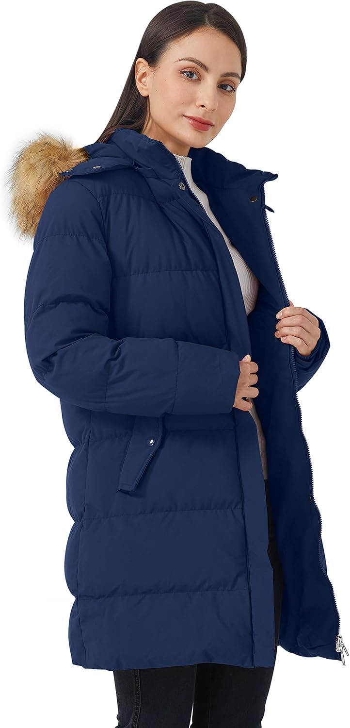 WenVen Women's Thicker Winter Puffer Coat Warm Jacket with Removable Faux Fur Hood