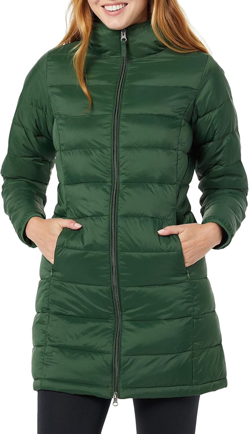 Essentials Women’s Lightweight Packable Hooded Puffer Coat – Water-Resistant, Plus Sizes Available