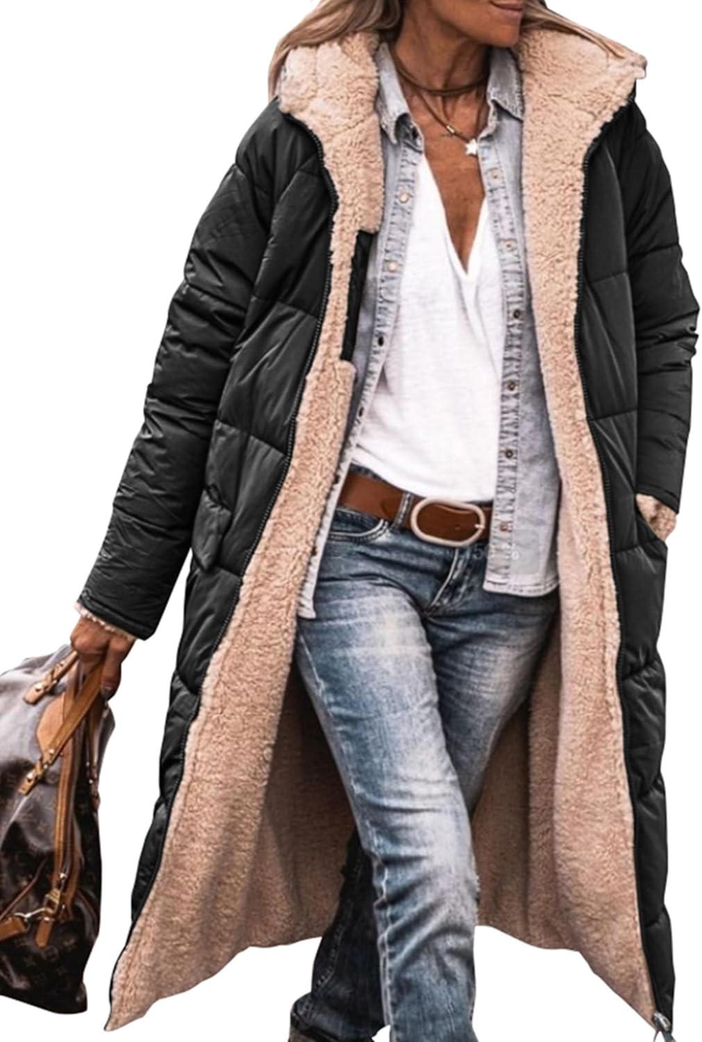 PRETTYGARDEN Women's 2025 Oversized Shearling Fleece Long Winter Coat Jacket