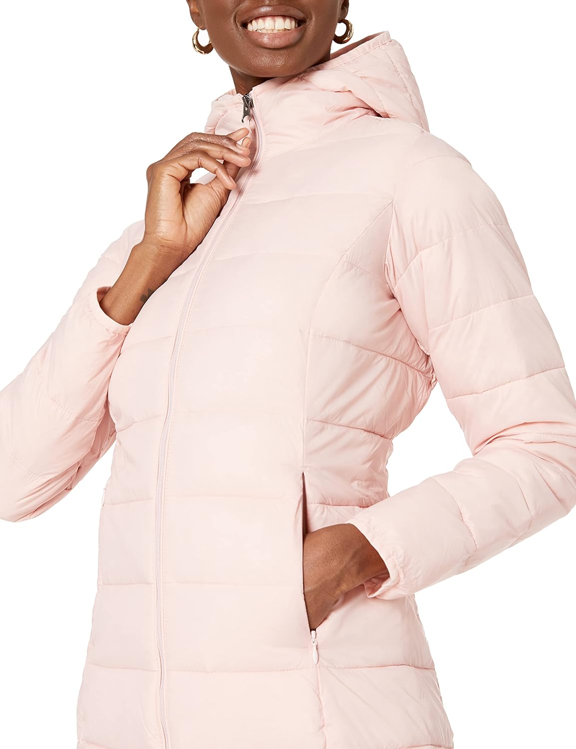 Essentials Women’s Lightweight Packable Hooded Puffer Coat – Water-Resistant, Plus Sizes Available