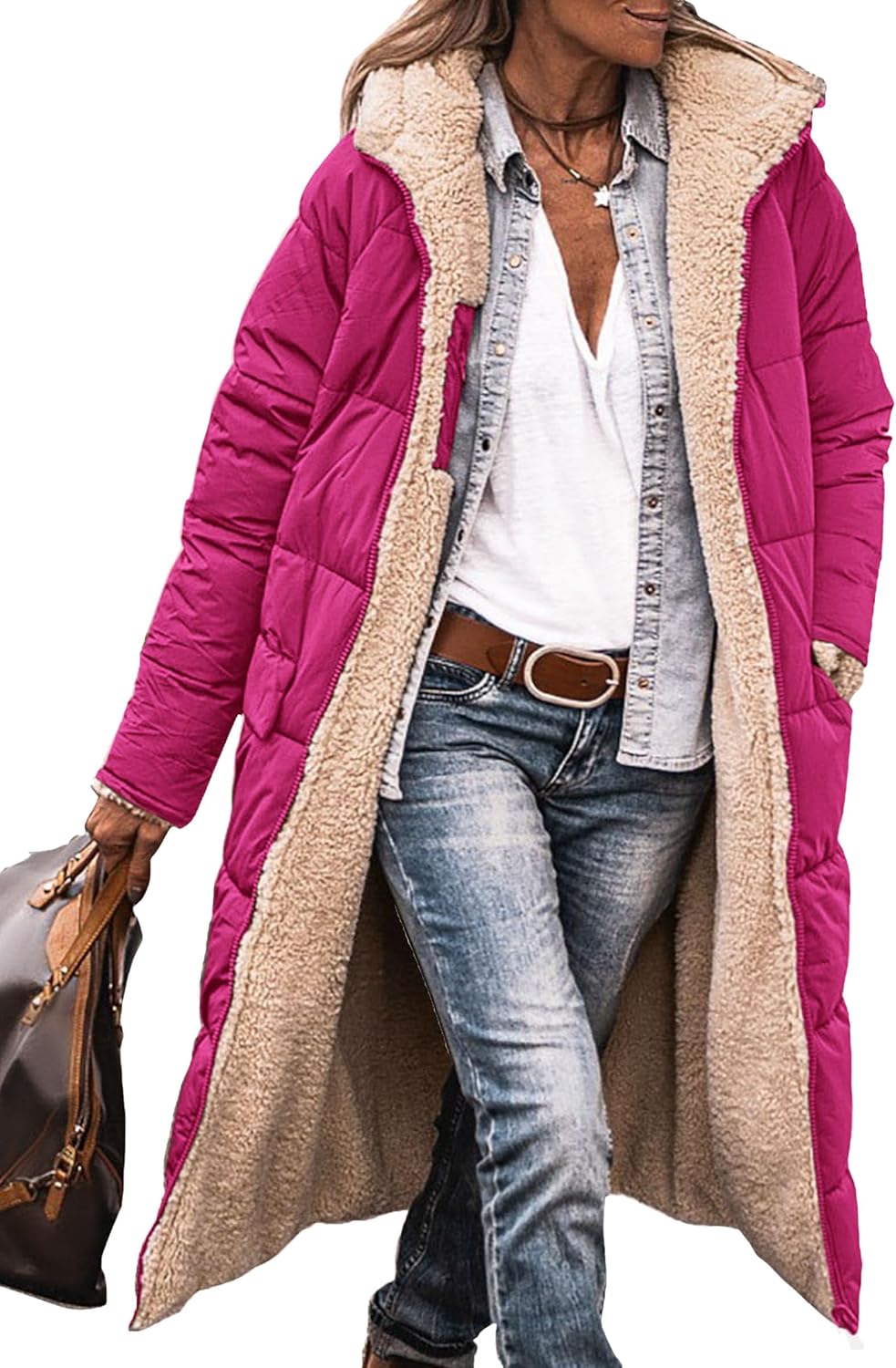 PRETTYGARDEN Women's 2025 Oversized Shearling Fleece Long Winter Coat Jacket