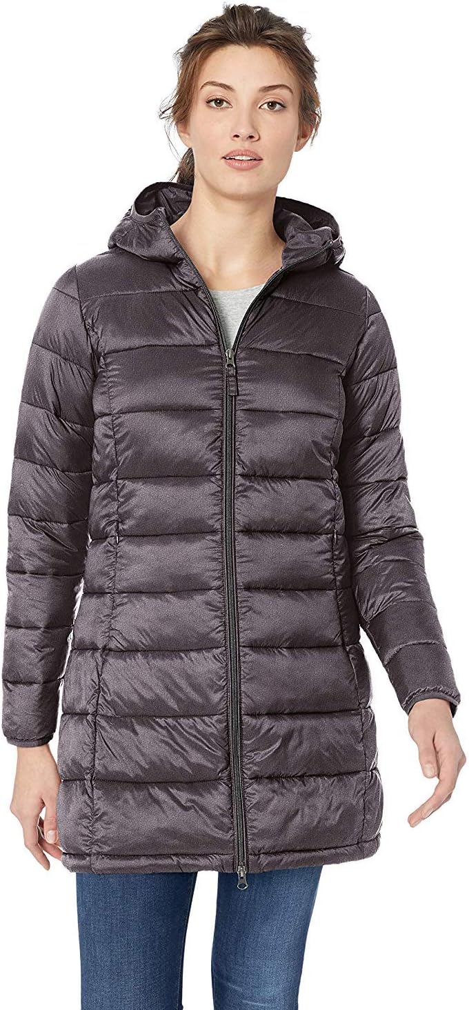 Essentials Women’s Lightweight Packable Hooded Puffer Coat – Water-Resistant, Plus Sizes Available