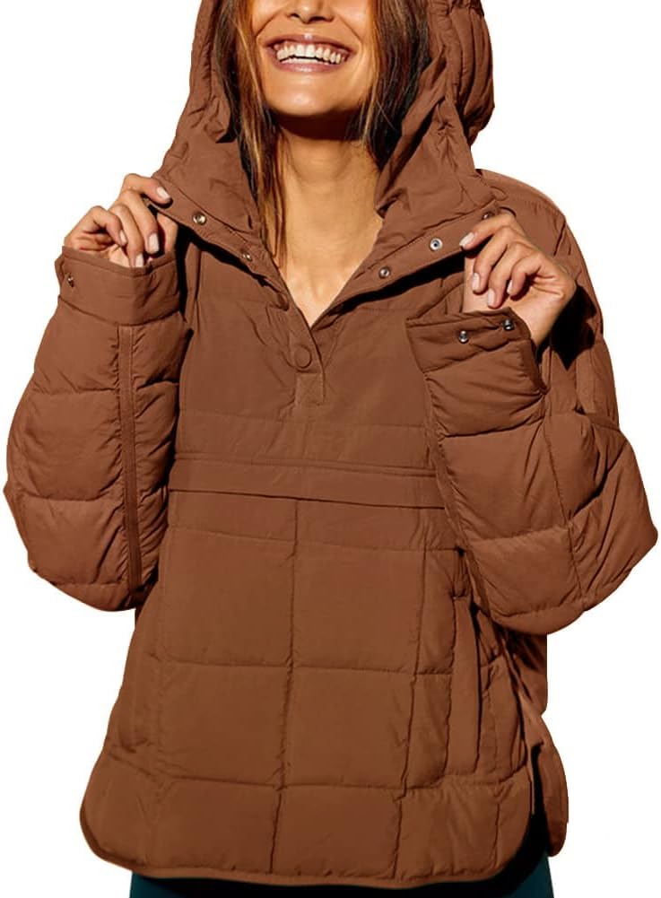 Chouyatou Women's Hooded Quilted Pullover Puffer Jacket Oversized Packable Winter Coat