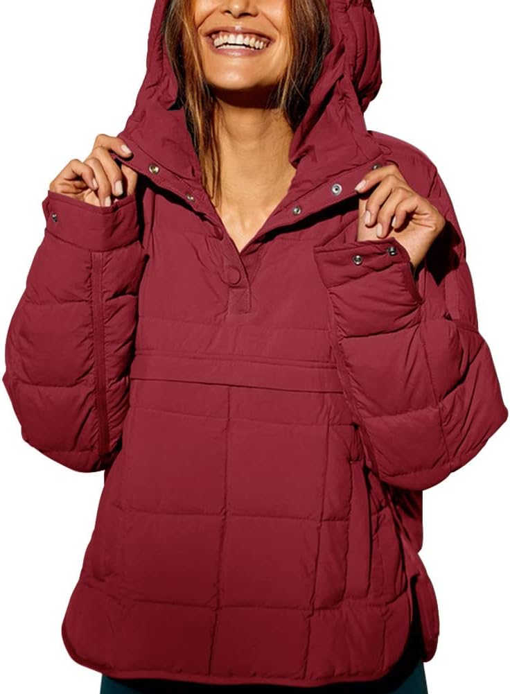 Chouyatou Women's Hooded Quilted Pullover Puffer Jacket Oversized Packable Winter Coat