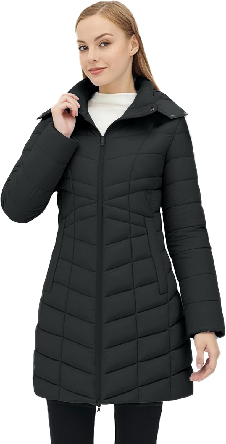 wantdo Women's Long Quilted Puffer Jacket Warm Padded Winter Coat – Plus Sizes Available