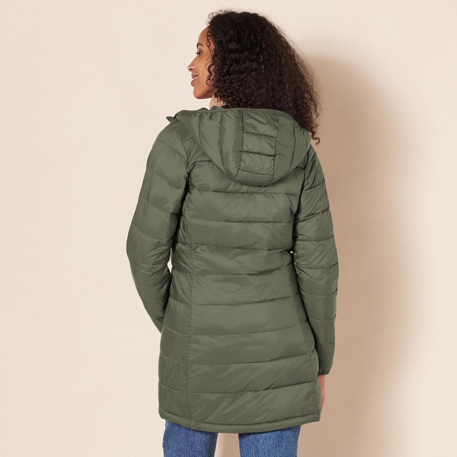 Essentials Women’s Lightweight Packable Hooded Puffer Coat – Water-Resistant, Plus Sizes Available