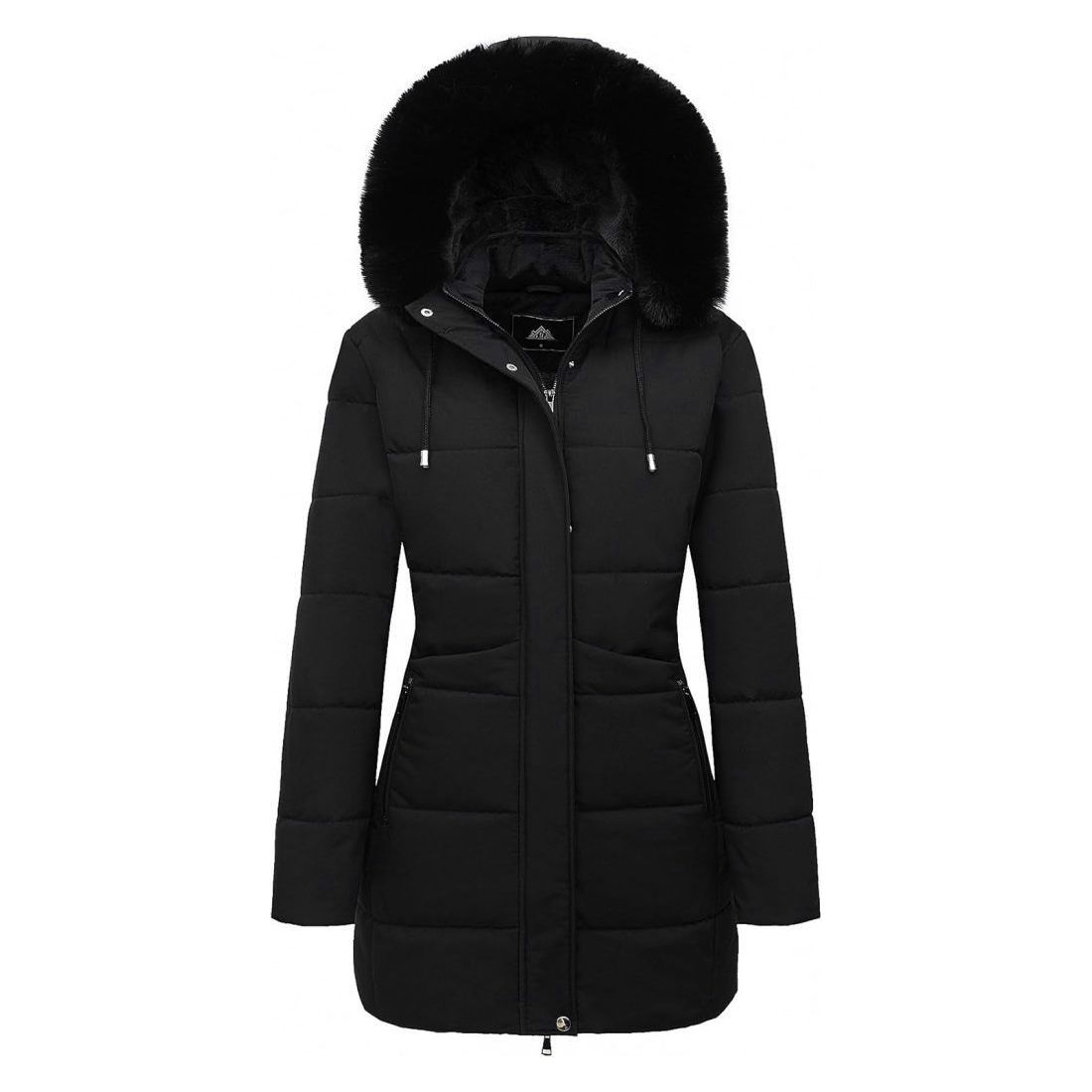 MOERDENG Women's Thicker Winter Puffer Coat – Fleece-Lined Down Jacket with Waterproof Shell and Detachable Faux Fur Hooded Parka
