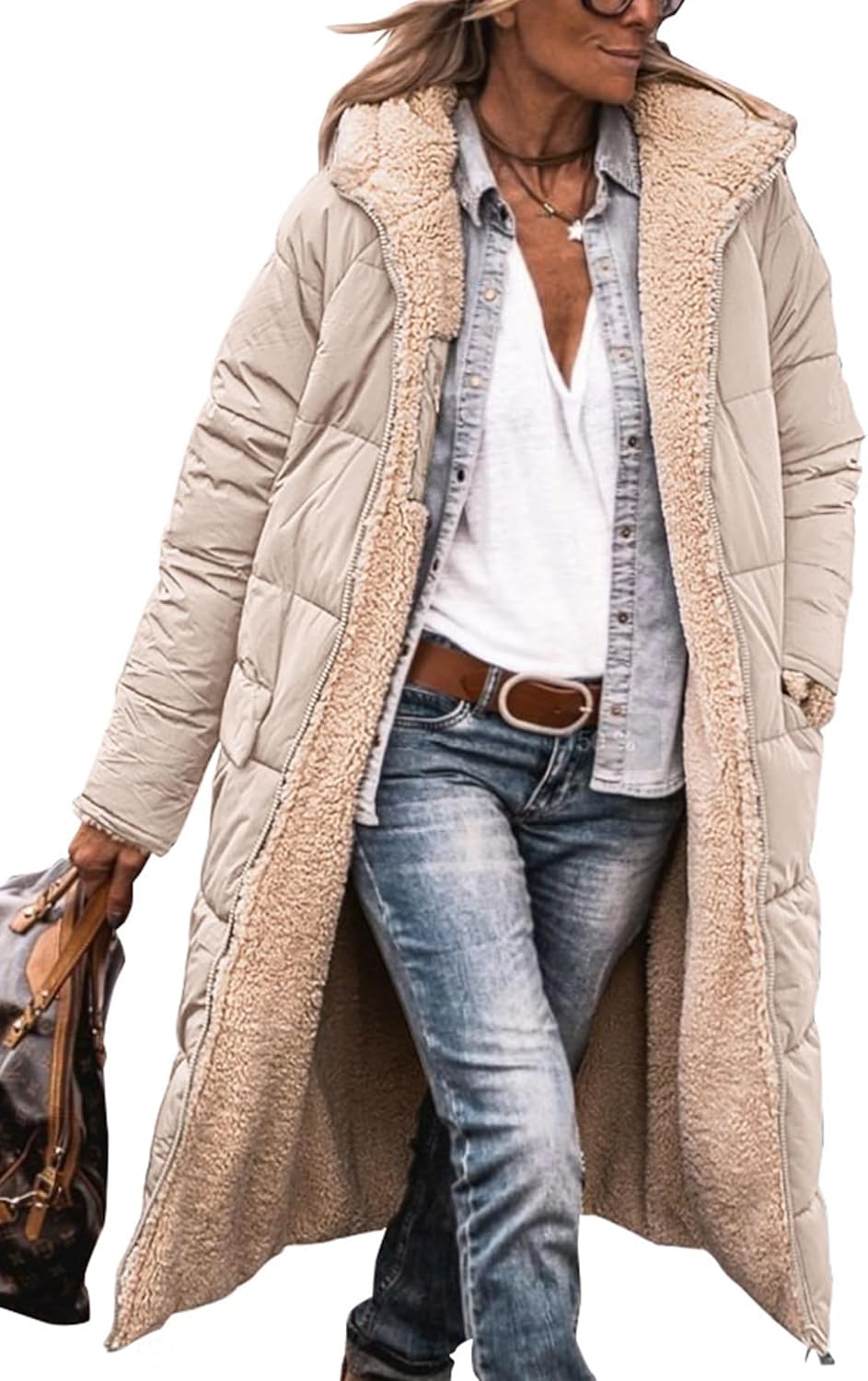 PRETTYGARDEN Women's 2025 Oversized Shearling Fleece Long Winter Coat Jacket