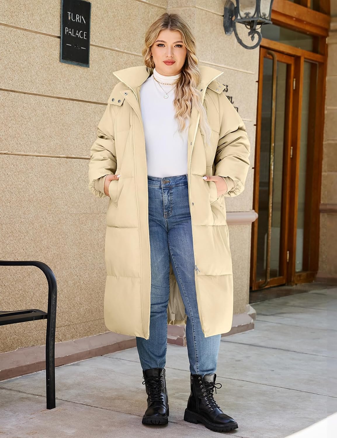 Women's Plus-Size Hooded Long Winter Puffer Coat Quilted Water-Resistant Warm Parka Outerwear 2025