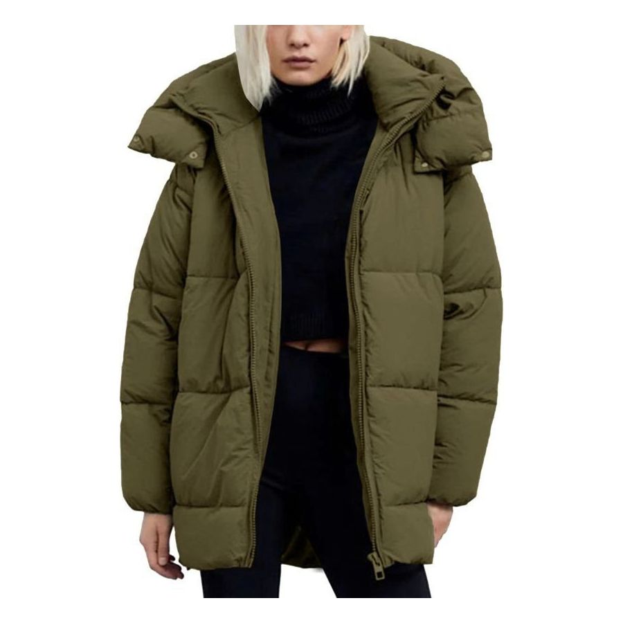 Kissonic Women's Hooded Winter Puffer Coat Long Zip-Up Jacket with Pockets